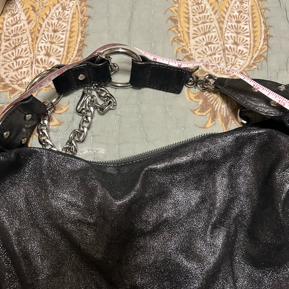 Vintage Juicy Couture Black Metallic Leather Shoulder Bag - Picture 13 of 14